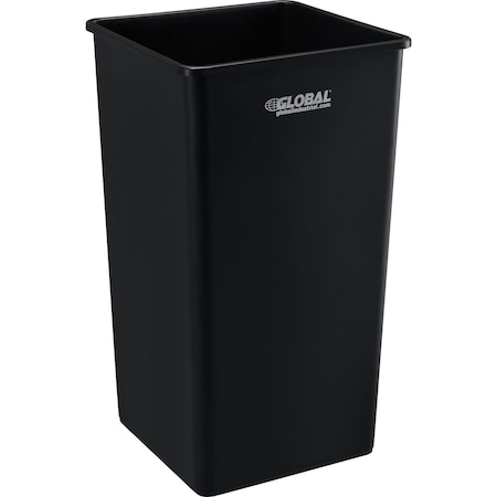 Square Plastic Garbage Can, 50 Gallon, Black
